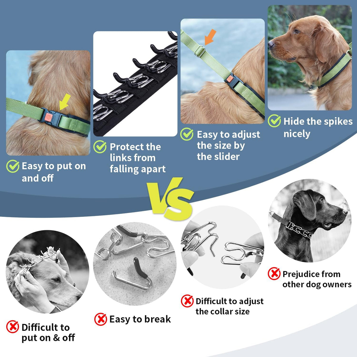 Mayerzon medium size dog collar with reflective stitching for safety