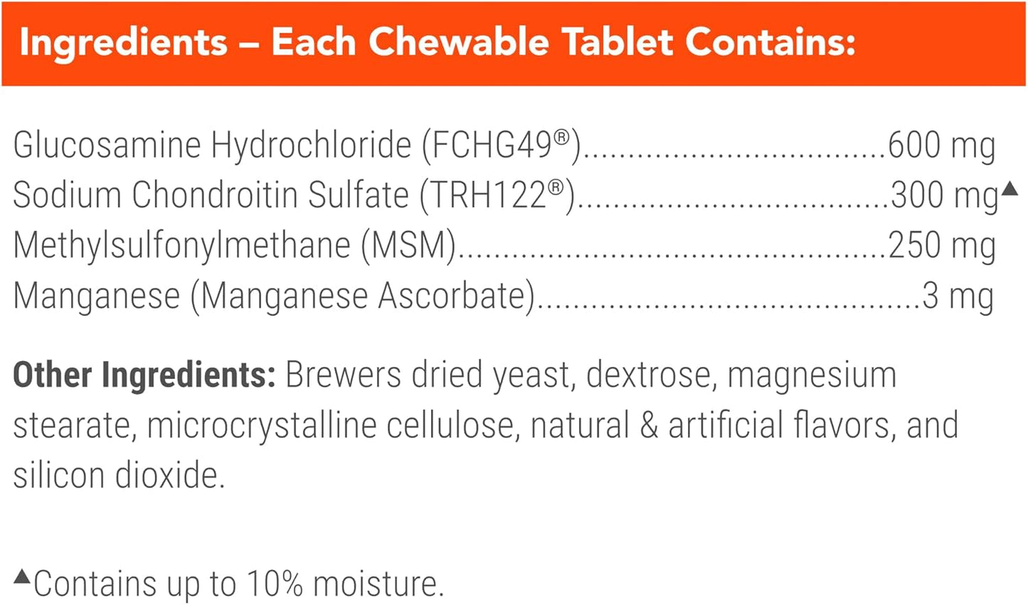 Nutramax dog cartilage health supplement ingredients and guaranteed analysis
