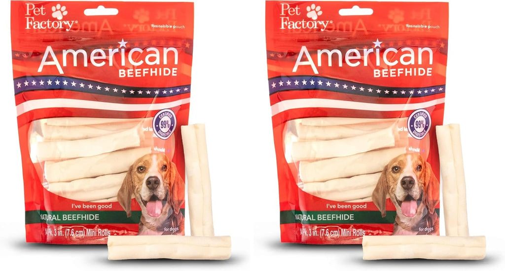 Pet Factory American Beefhide 3-3.5" Mini Rolls Dog Chew Treats - Natural Flavor, 14 Count/1 Pack - Image 10