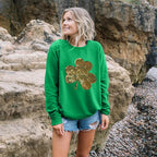 FAYALEQ long sleeve holiday top paired with denim jeans lifestyle view