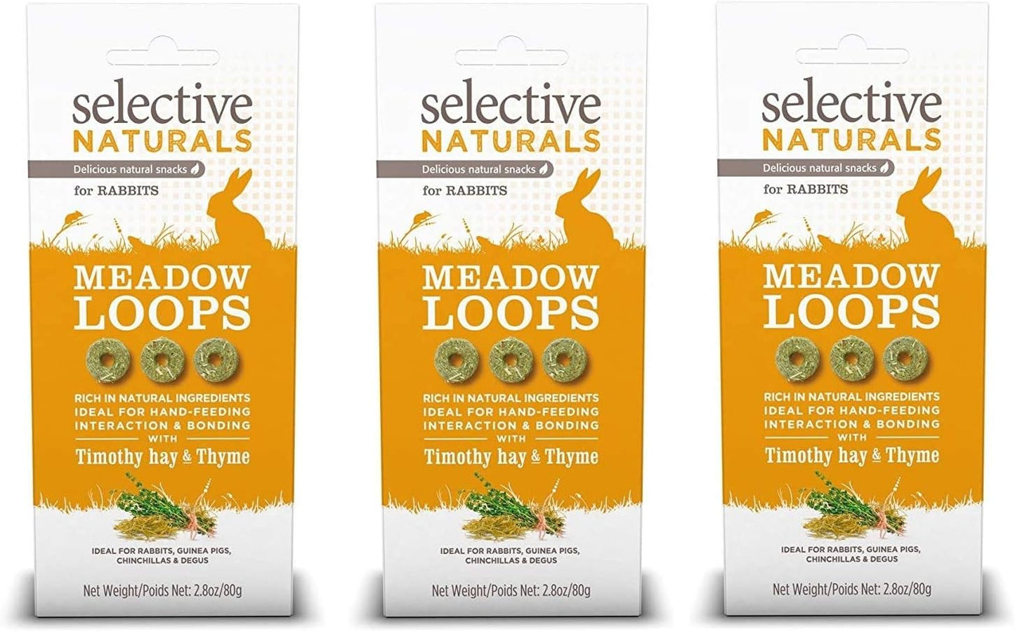 Supreme Petfoods Selective Naturals Meadow Loops 3 pack front view authentic small pet treats