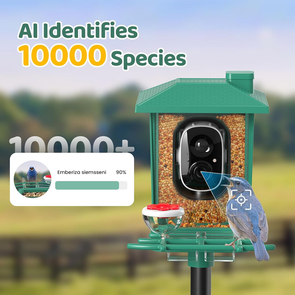 Bird Feeder with Camera Outdoor Solar: Smart Birdfeeder with AI Recognition - 2K HD Live Stream Video Camera for Outside Wild Birds Garden Decor - Bird Lover Gifts - Image 3
