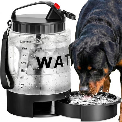 PETDOTT portable dog water bottle front view showing the sleek black exterior.