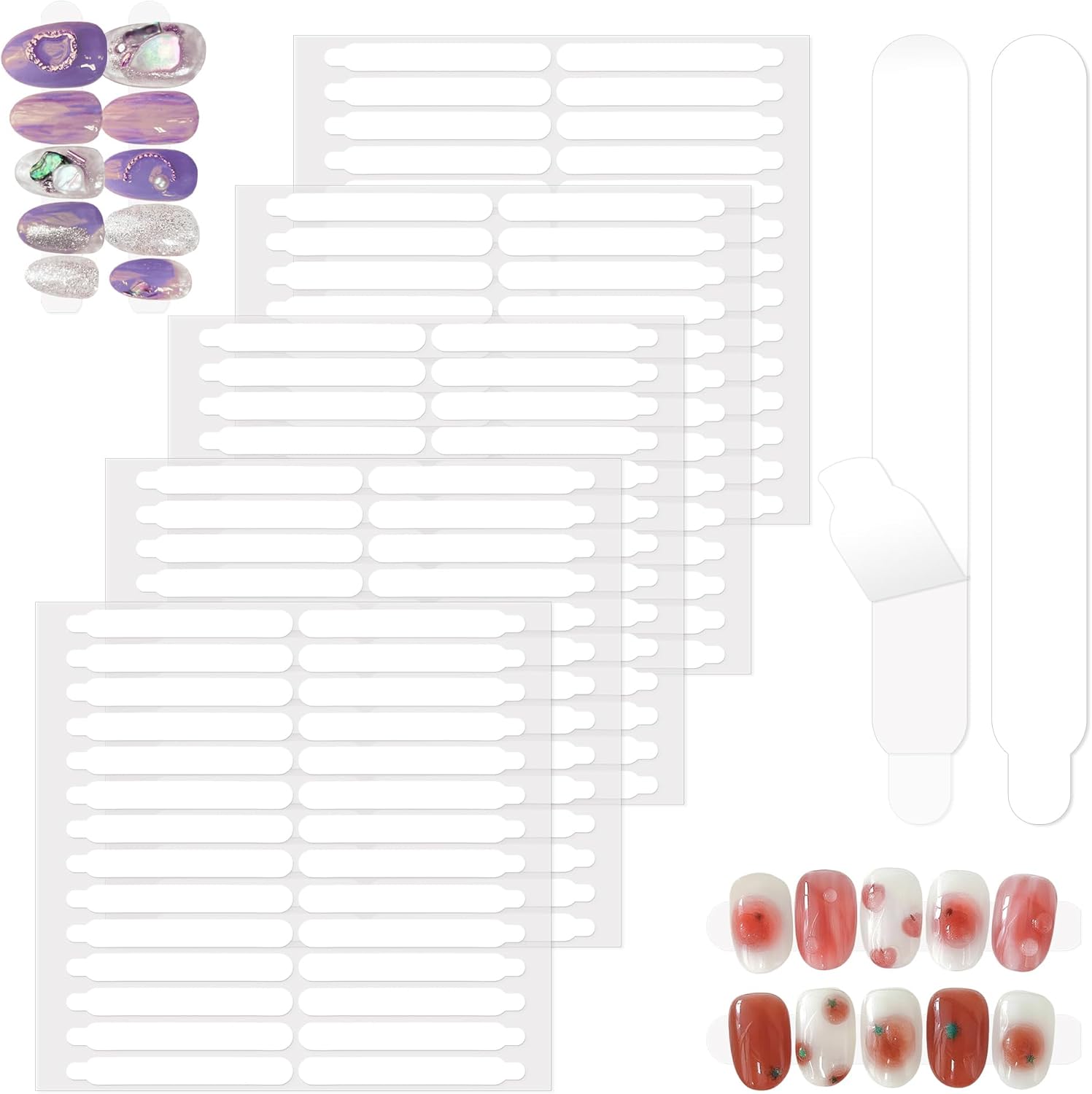 BNF Double Sided Nail Tape front view showing transparent adhesive sheets for salon presentation.