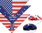 Three pack of red white and blue pet scarves