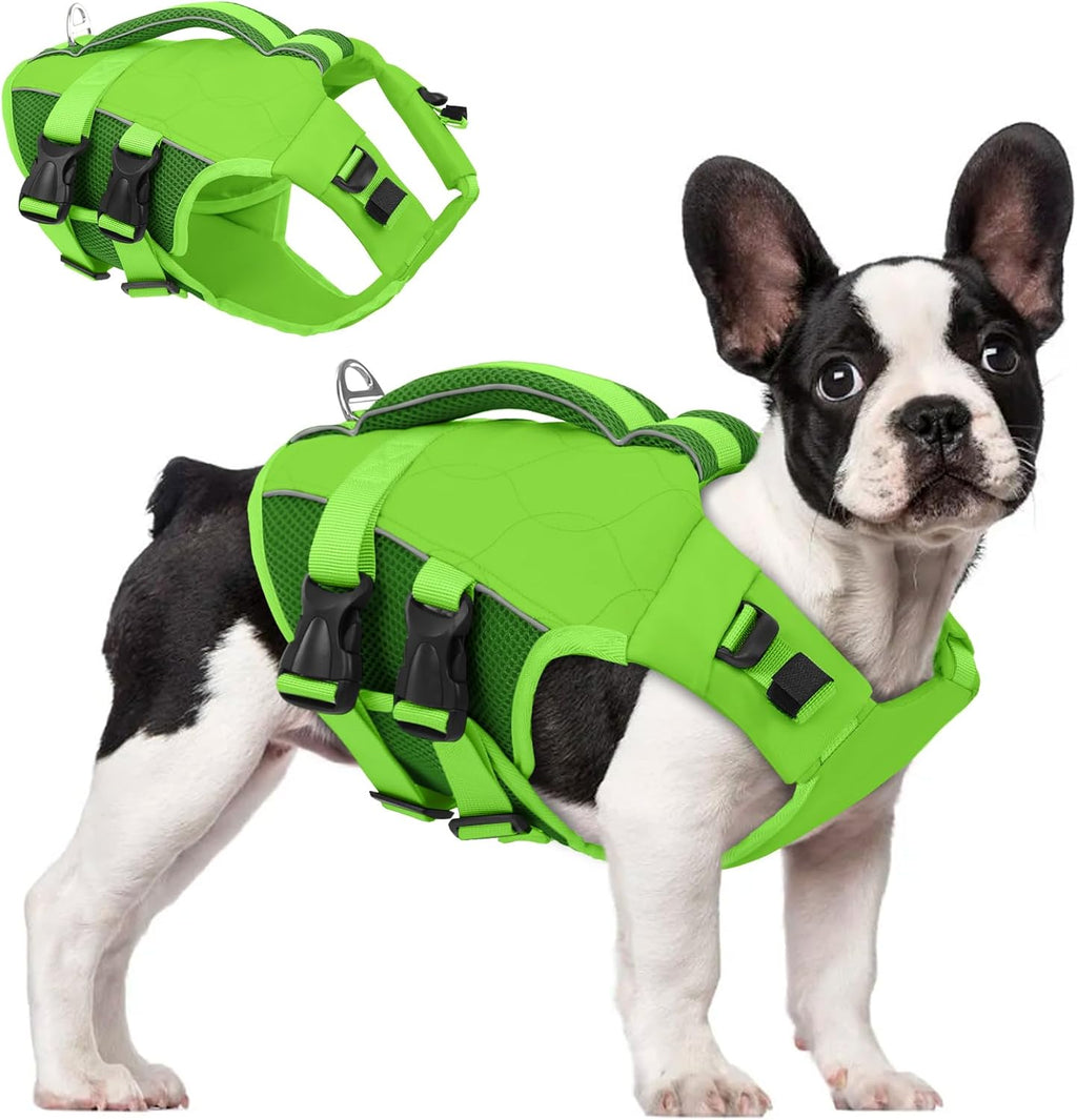 ASENKU Dog Life Jacket, High Floatation Dog Swimming Vest with Rescue Handles for Small Medium Large Dogs, Pet Safety Swimsuit Preserver for Pool Beach Boating (LakeGreen, L) - Image 11
