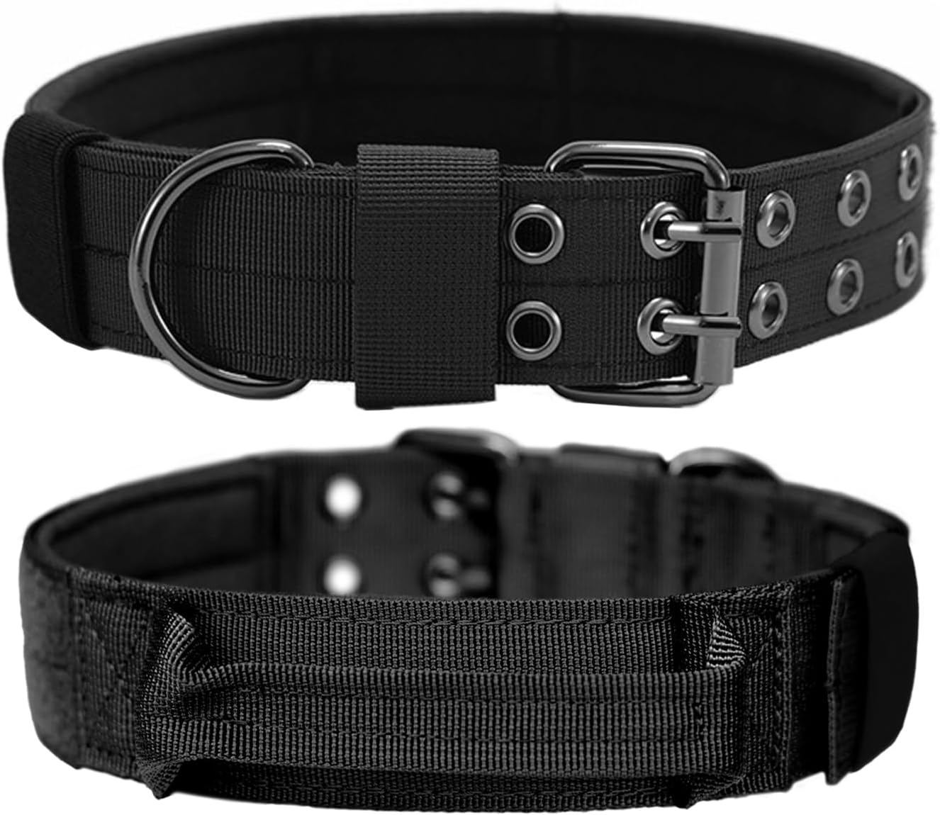 Tactical Dog Collar Military Adjustable Dog Collars Soft Nylon Training Collar with Patch Heavy Duty Metal Buckle Collars for Medium Large Dogs (Black, L) - Image 14