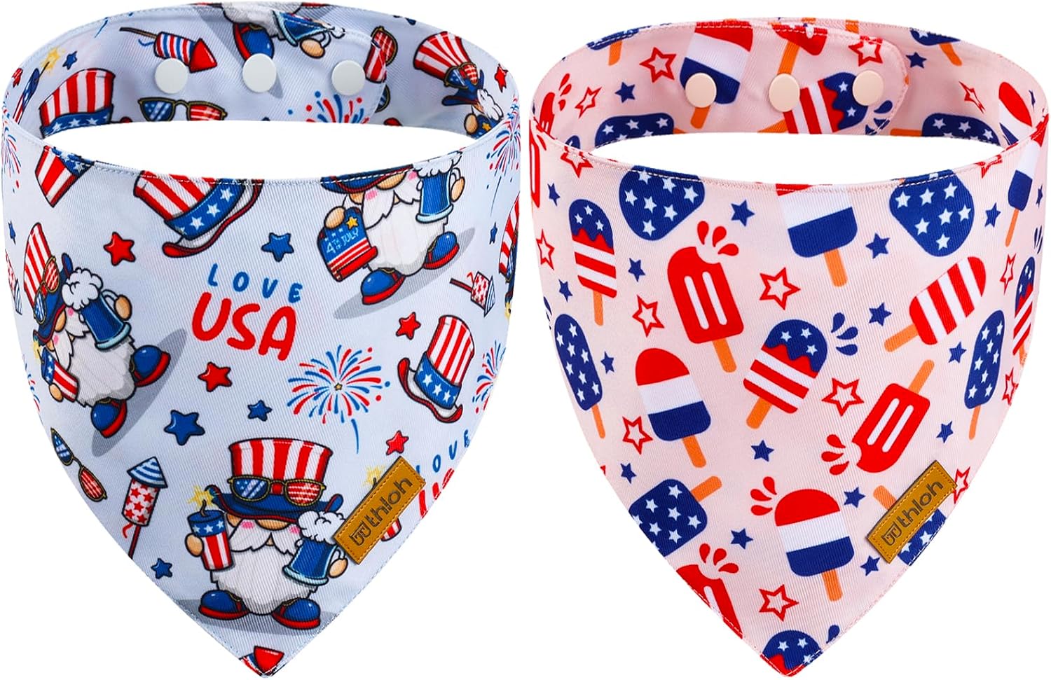THLOH 4th of July dog bandanas front view