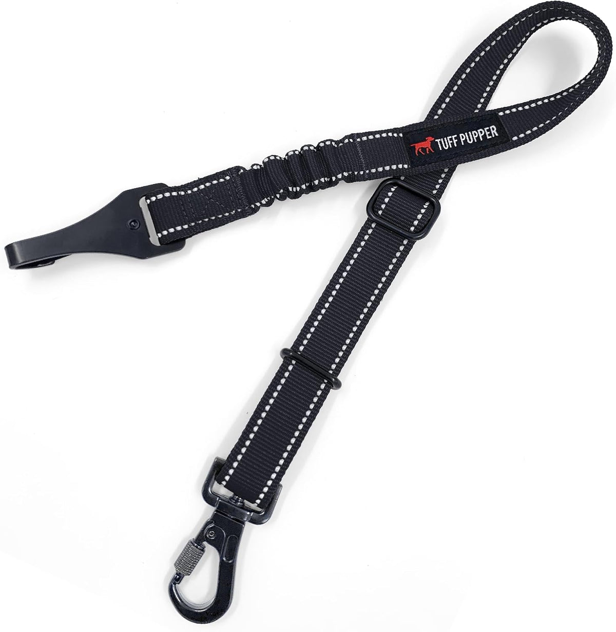Tuff Pupper Dog Seat Belt | Adjustable Length Dog Seatbelt Restraint | Tangle-Free Locking Carabiner | Shock-Absorbing Bungee | Reflective Stitching for Visibility | Universal Fit for Cars & Trucks - Image 12