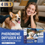 Full set of LKBHGF premium imported dog pheromone kit showing one plug-in device and three refills
