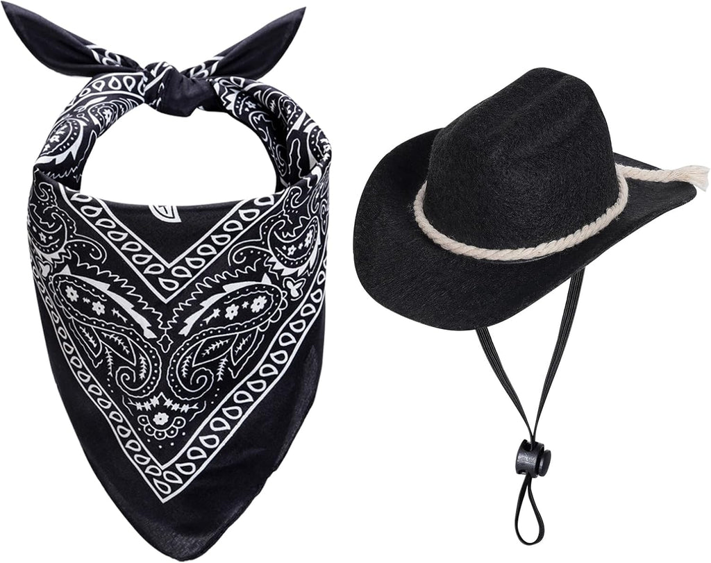 choyaxo Dog Cowboy Hat Dog Cowboy Costume for Small Pet Dogs Cat Cowboy Hat with Bandana Scarf Set Party Accessories (Brown) - Image 11