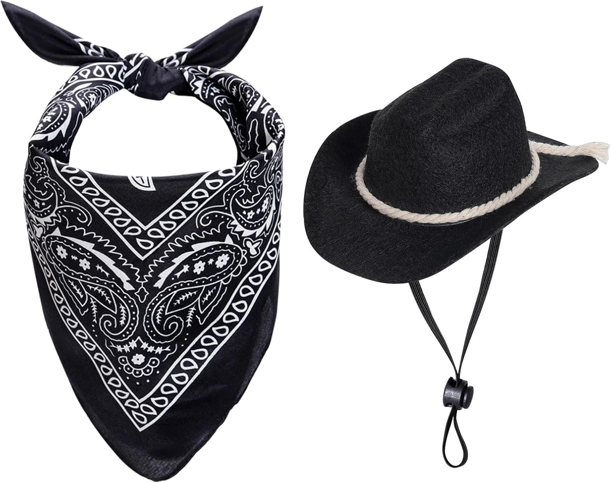 choyaxo Dog Cowboy Hat Dog Cowboy Costume for Small Pet Dogs Cat Cowboy Hat with Bandana Scarf Set Party Accessories (Brown) - Image 11