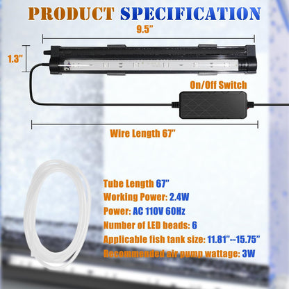 Package contents of Pozanki smart aquarium bubbler light
