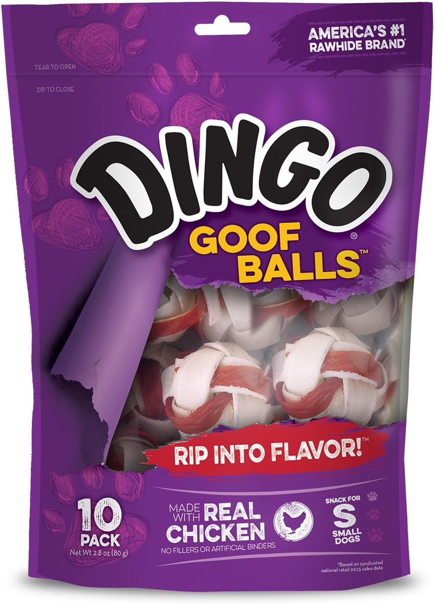 Dingo Goof Balls case packaging layout displaying 90 total count.