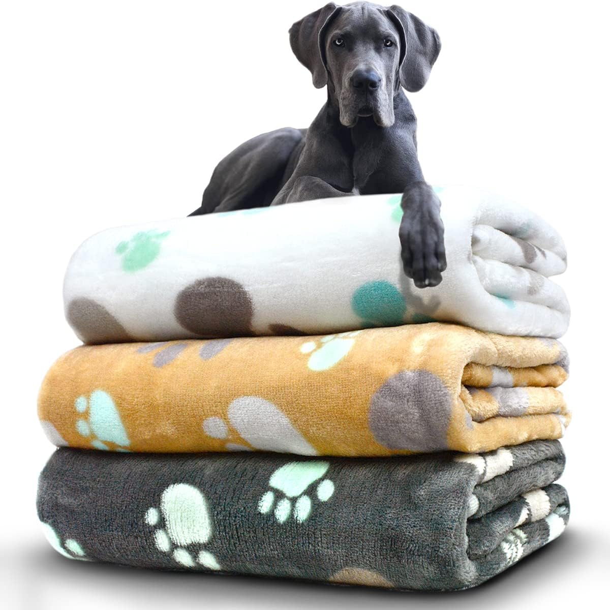 Dog Blankets for Medium Large Dogs, 3 Pack Dog Blanket Washable 41" x 31", Fuzzy Soft Pet Mat Throw Cover for Kennel Crate Bed, Cute Paw Pattern, Cat Blanket, Blankets for Dogs, Pet Blanket - Image 12