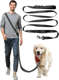 WANFIRE hands free crossbody dog leash front view in black nylon.
