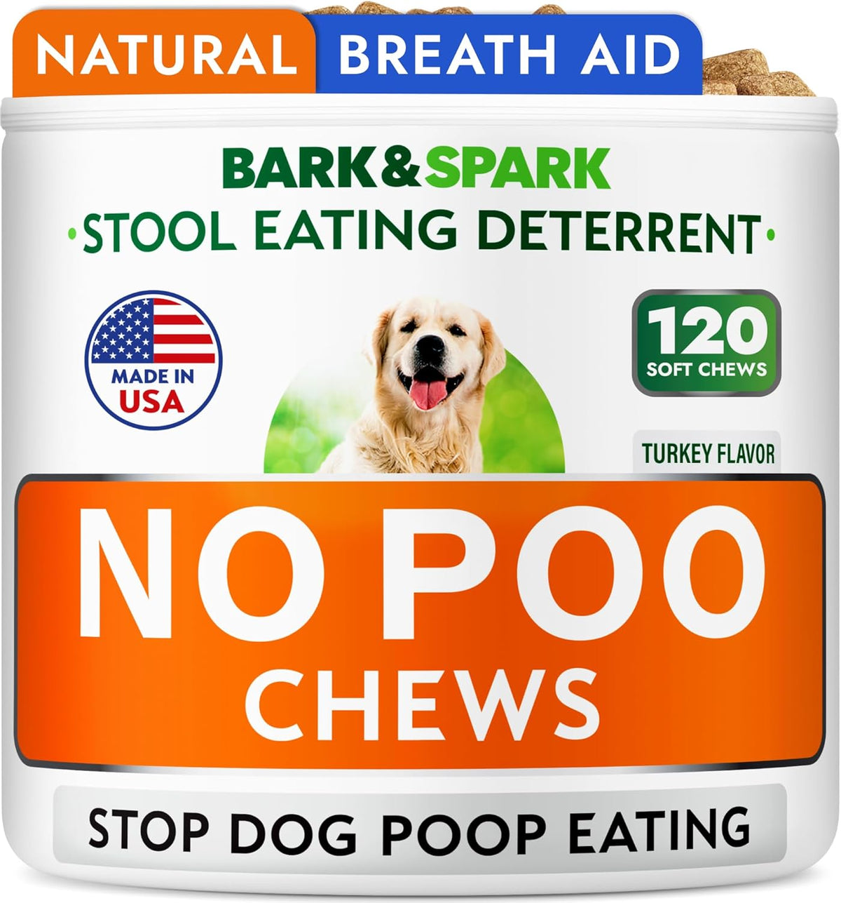 BARK&SPARK NO Poo Treats - Prevent Dog Poop Eating - Coprophagia Treatment - Stool Eating Deterrent - Probiotics & Enzymes - Digestive Health + Breath Aid - 120 Soft Chews - USA Made - Bacon Flavored - Image 10