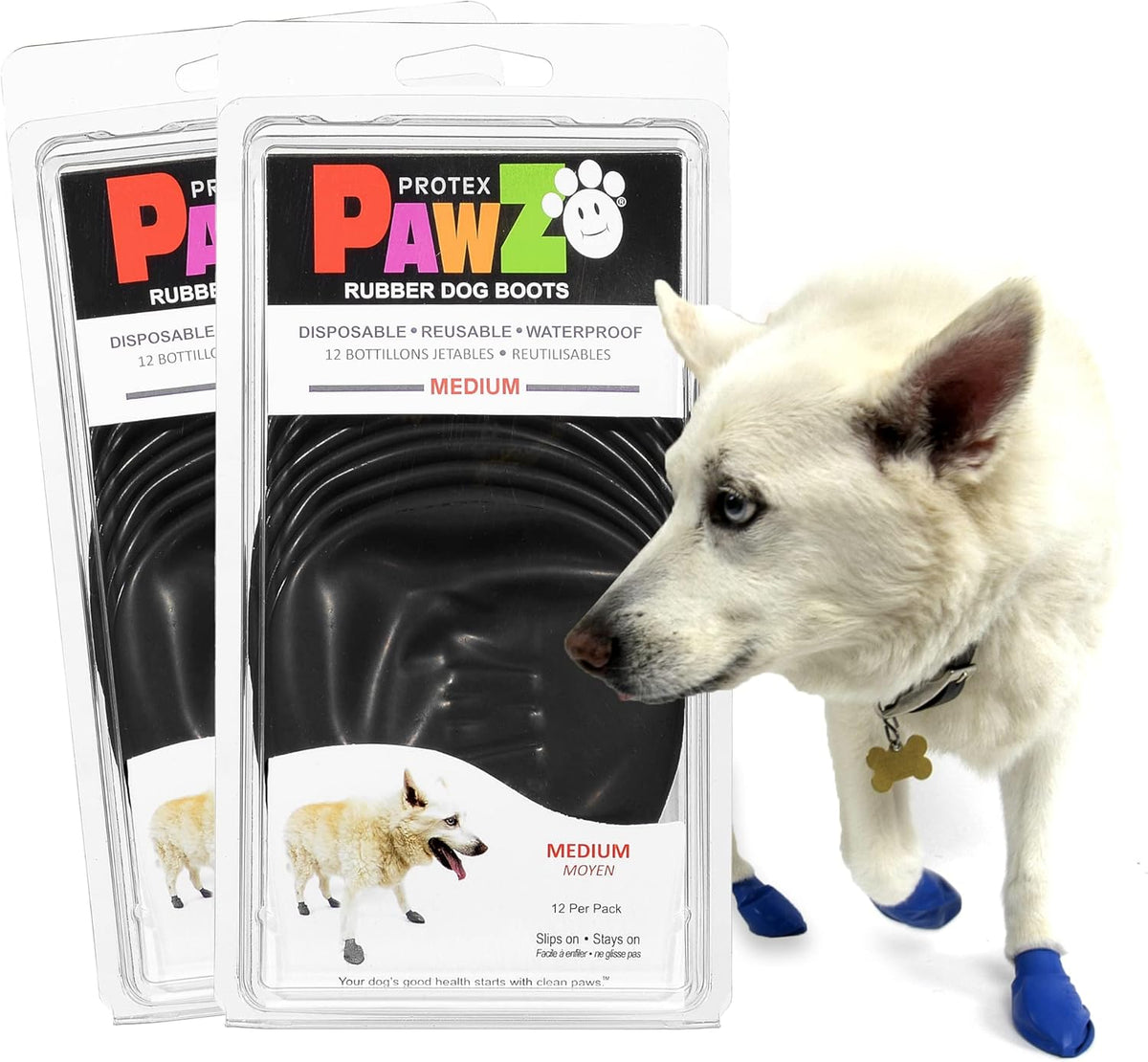 PawZ Rubber Dog Boots for Small Paws - All-Weather Waterproof Dog Shoes, Anti-Slip Traction for Rain, Snow, Mud & Hot Pavement - Pull-On Dog Booties, Black - Small (2"-2.5") - Pack of 24 - Image 14