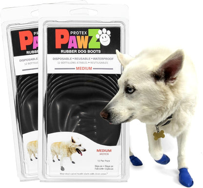 PawZ Rubber Dog Boots for Small Paws - All-Weather Waterproof Dog Shoes, Anti-Slip Traction for Rain, Snow, Mud & Hot Pavement - Pull-On Dog Booties, Black - Small (2"-2.5") - Pack of 24 - Image 14