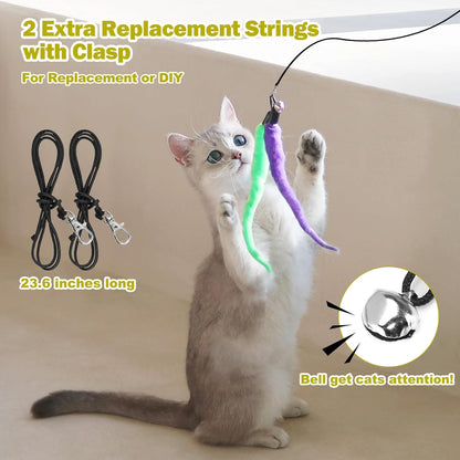 MeoHui imported indoor cat toy showing lightweight retractable wand handle design.