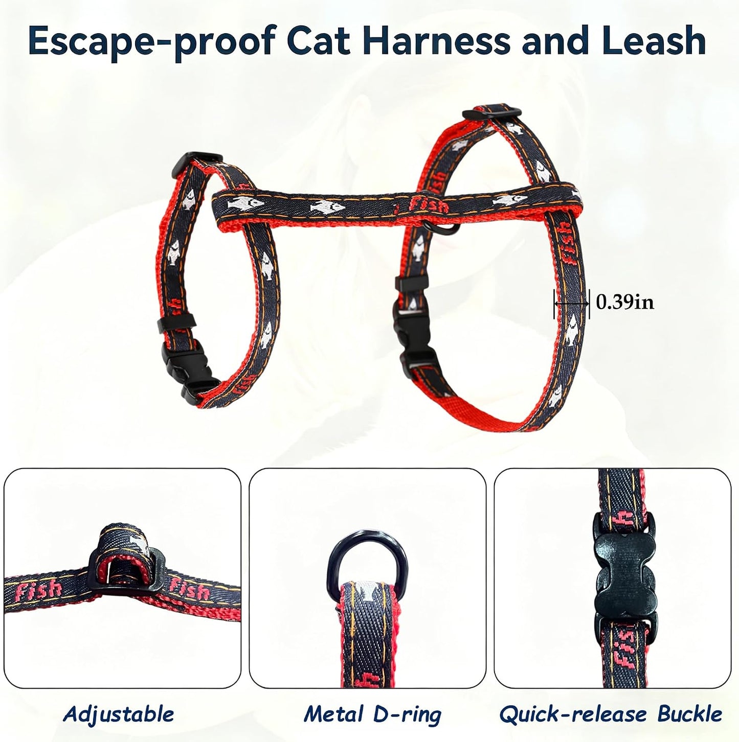 Cat walking set with leash and harness