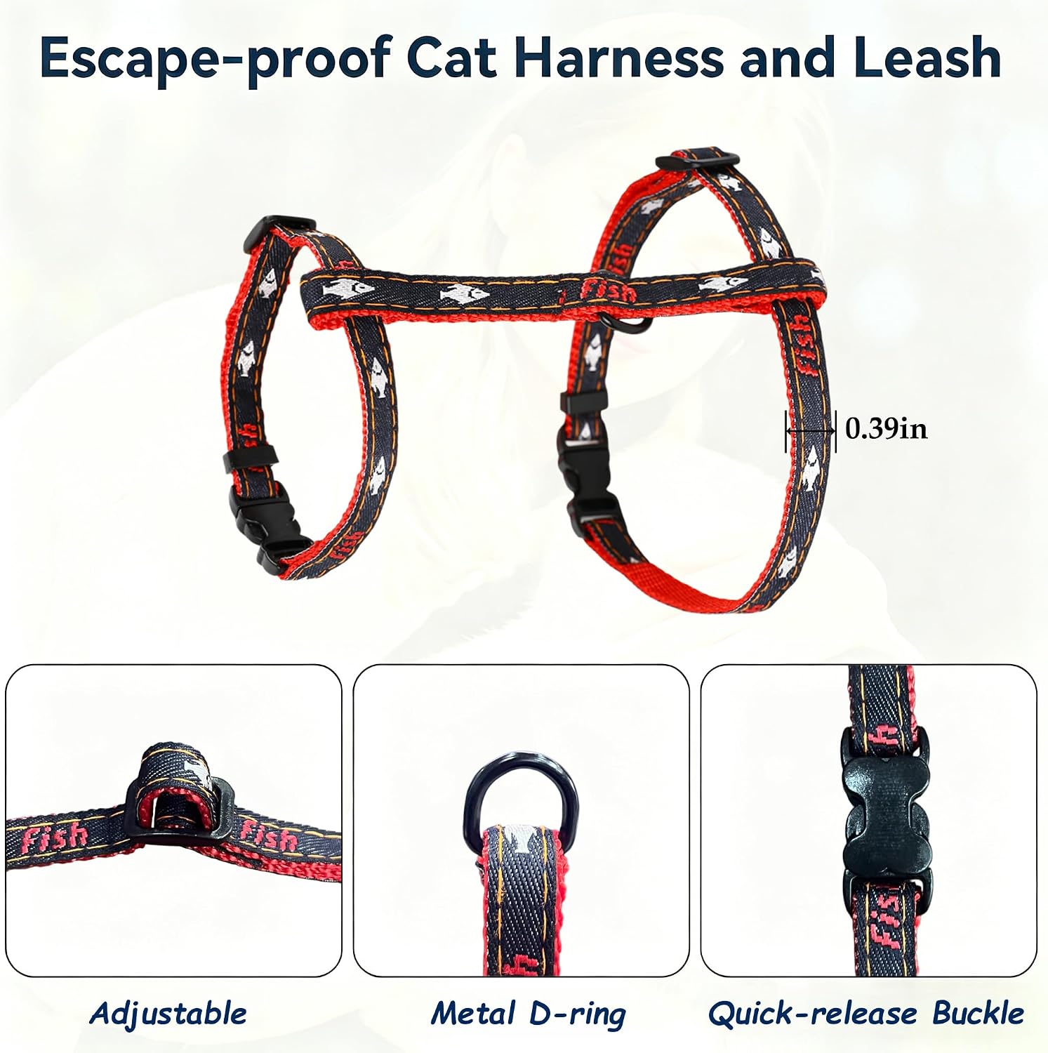 Cat walking set with leash and harness