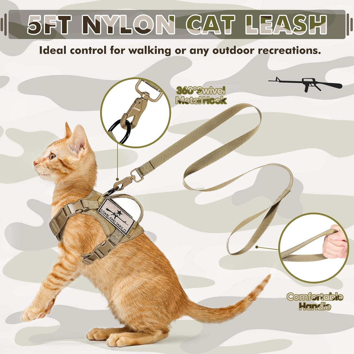 SALFSE adjustable mesh padded cat vest with five foot leash