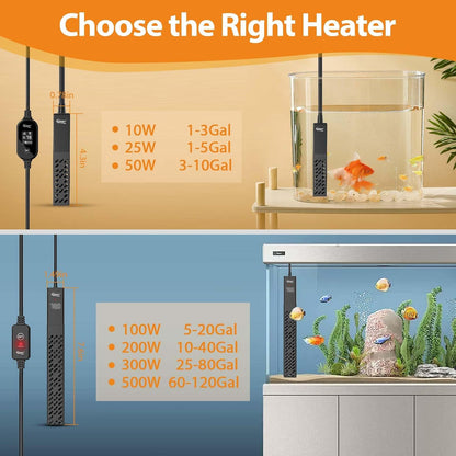 Hygger 200W heater installed in freshwater aquarium
