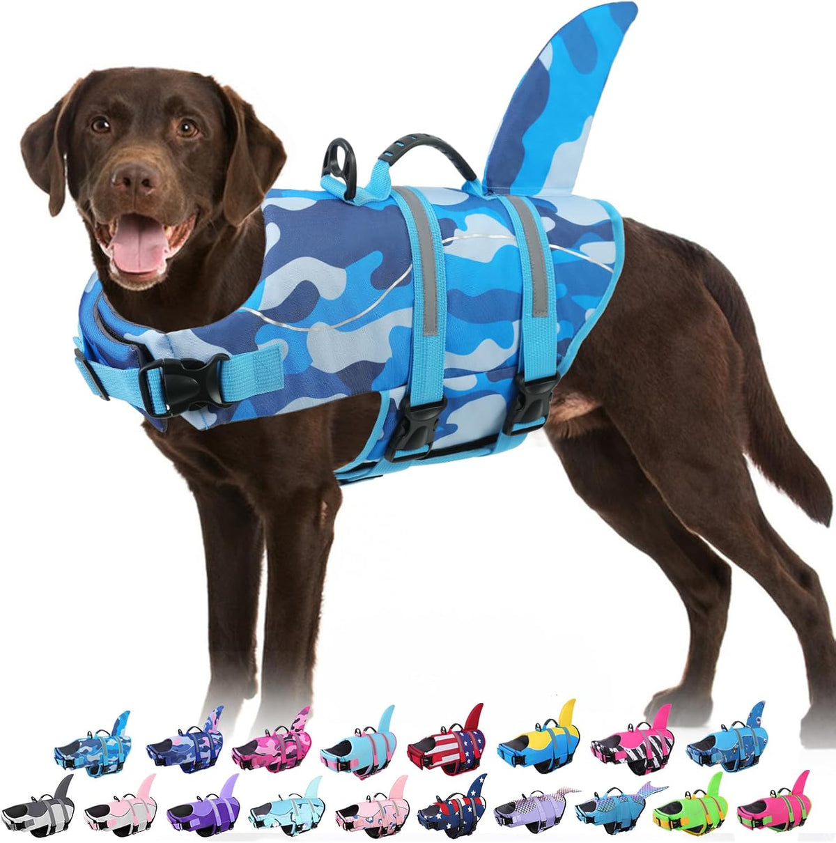 Bess Bridal Dog Life Jacket - Shark Life Vest for Swimming Boating - Reflective Lifejacket Swimsuit for Small Medium Large Dogs - High Buoyancy Lifesaver Preserver with Rescue Handle, Pink Shark XL - Image 15
