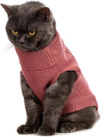 Close-up detail of the durable ribbed turtleneck collar on the red feline winter vest
