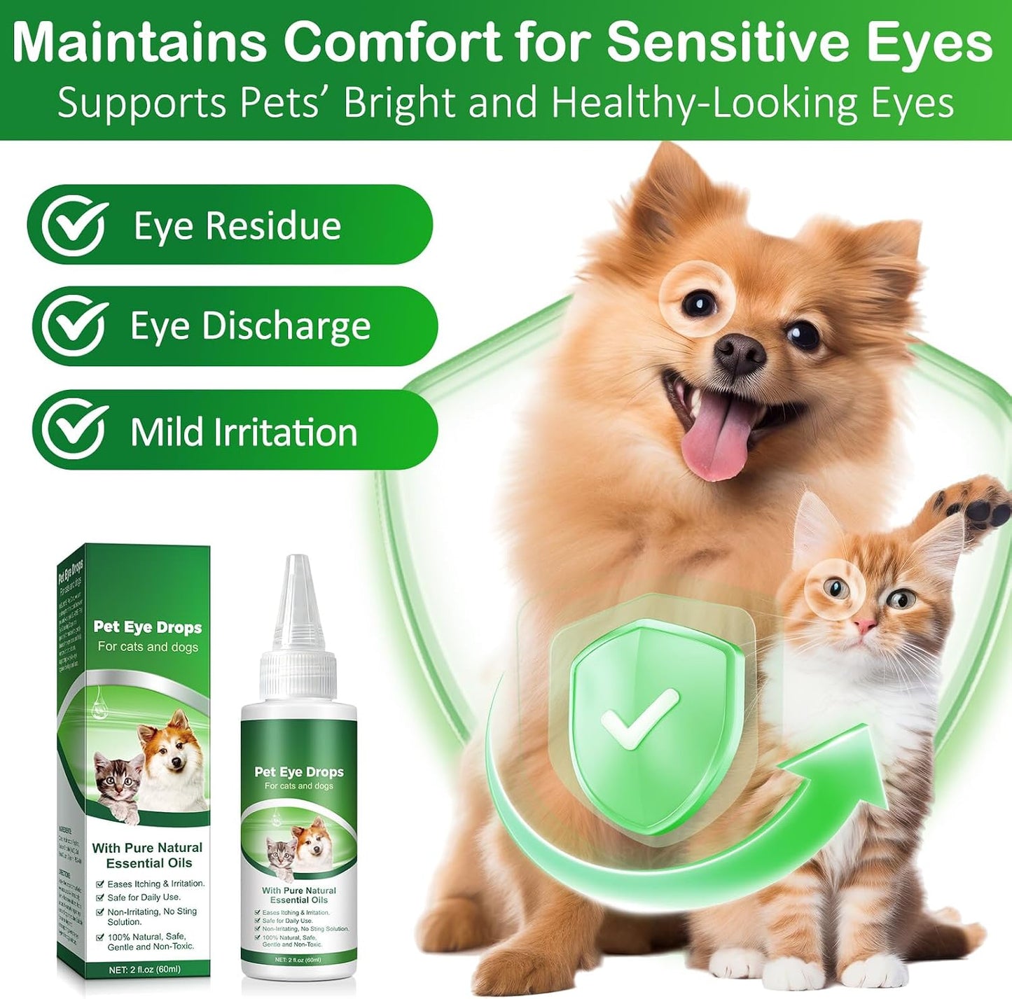 VOSIFSDIY cat eye drops being used to clear tear stains safely.