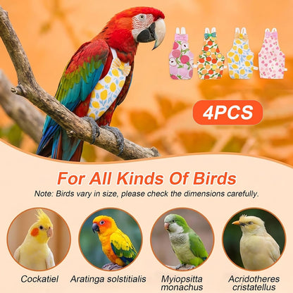Washable bird nappy clothes tailored for small parakeets and budgies.