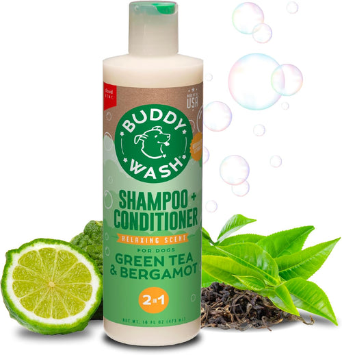 Buddy Biscuits Buddy Wash Green Tea and Bergamot dog shampoo front view bottle