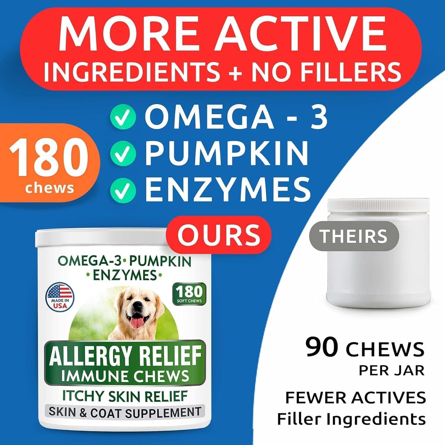 Bark And Spark allergy relief immune treats with Omega 3 ingredients panel