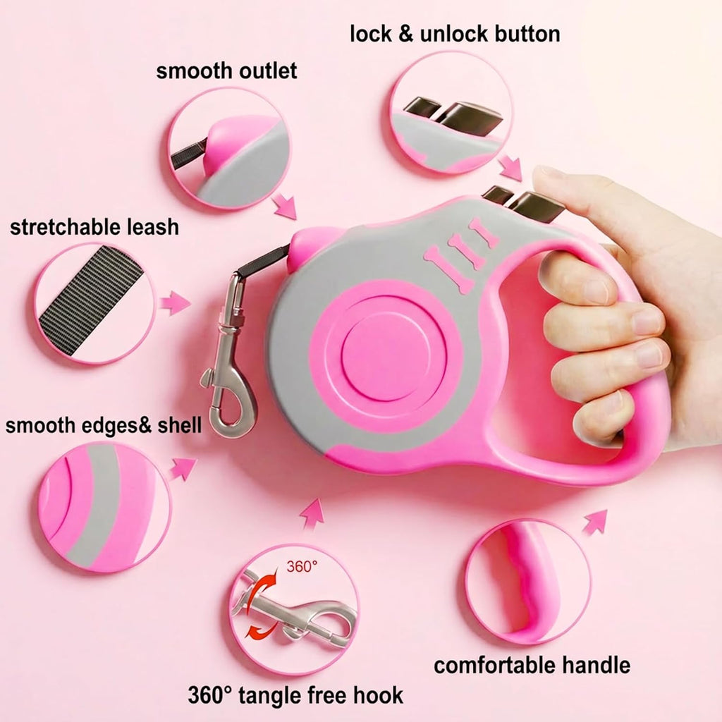 Side profile of 10 foot retractable leash for small dogs