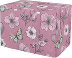 QwThum dog crate cover front view in primrose pink heart flowers pattern on wire cage