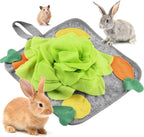 Rabbit Foraging Mat Snuffle Mat for Small Animals Rabbit Toy 11.8"x11.8" Rabbits Snuffle Mat Pets Interactive Feeding Matt Treat Dispenser for Bunny Guinea Pigs Ferrets Chinchillas (Green and Orange) - Image 9