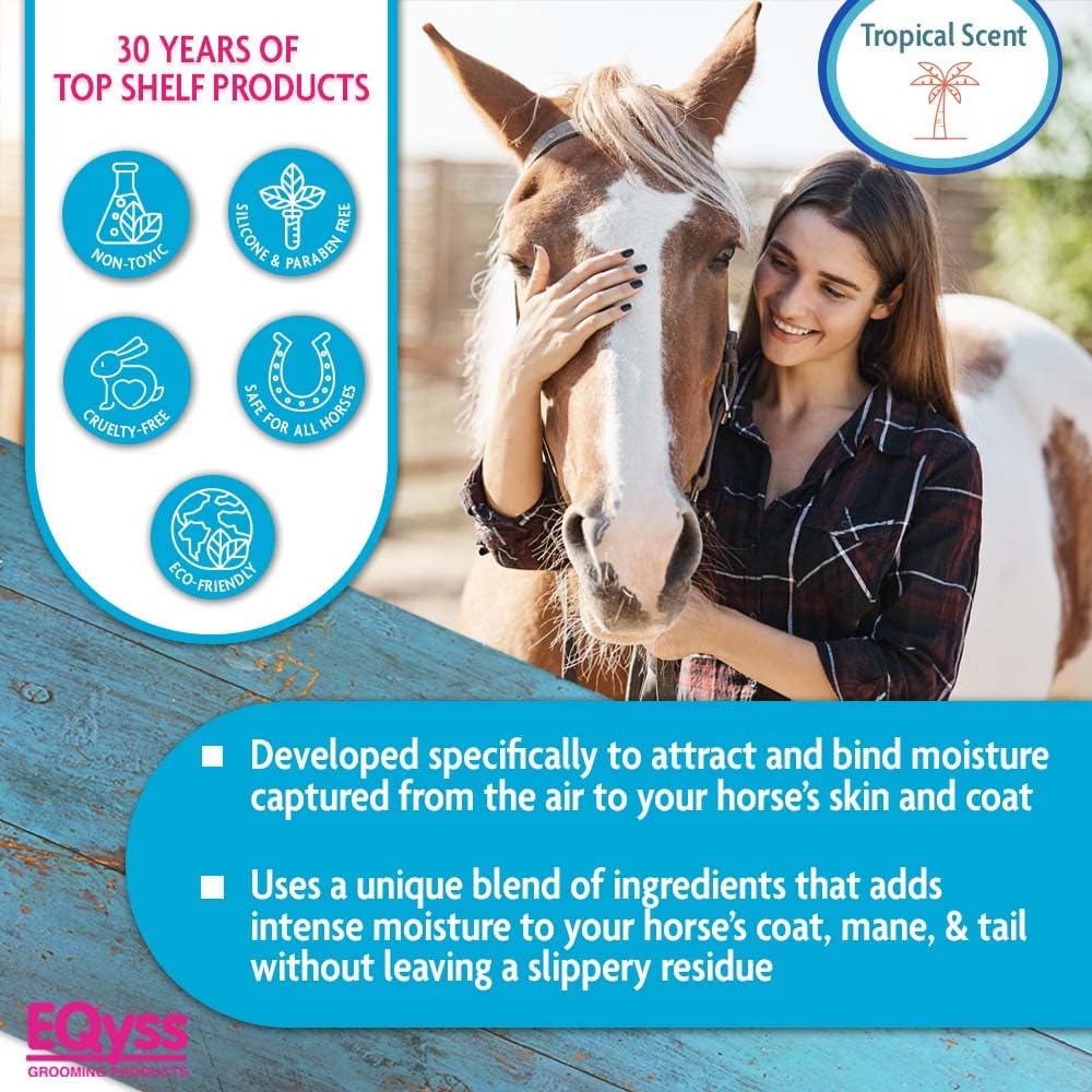 Eqyss marigold scent horse grooming spray for dust and dirt repulsion