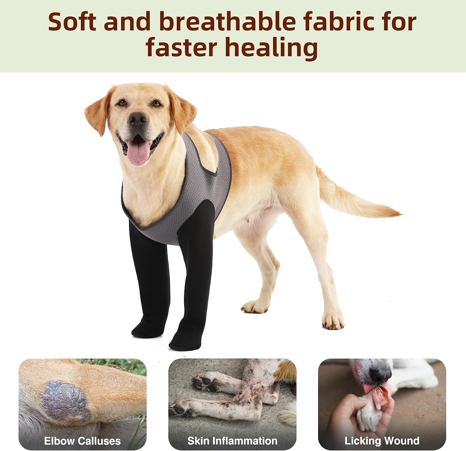 Close up of soft abrasion-resistant fabric on dog recovery sleeve