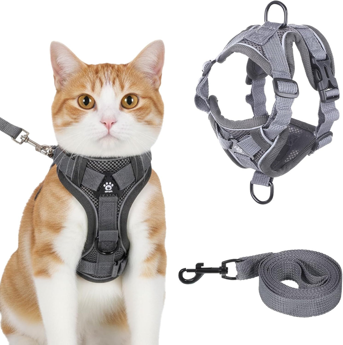 Hadnves cat chest harness and leash set front view for small cats