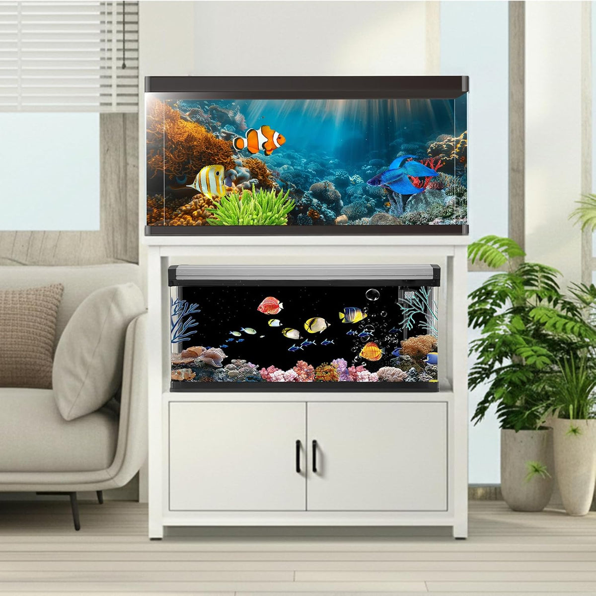 AWERT vinyl cloth fish tank background featuring solid black side display