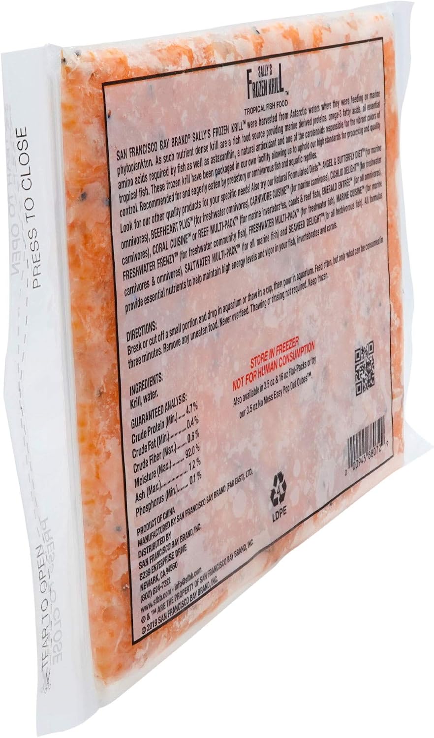 Authentic San Francisco Bay Brand Frozen Krill 250g flat pack