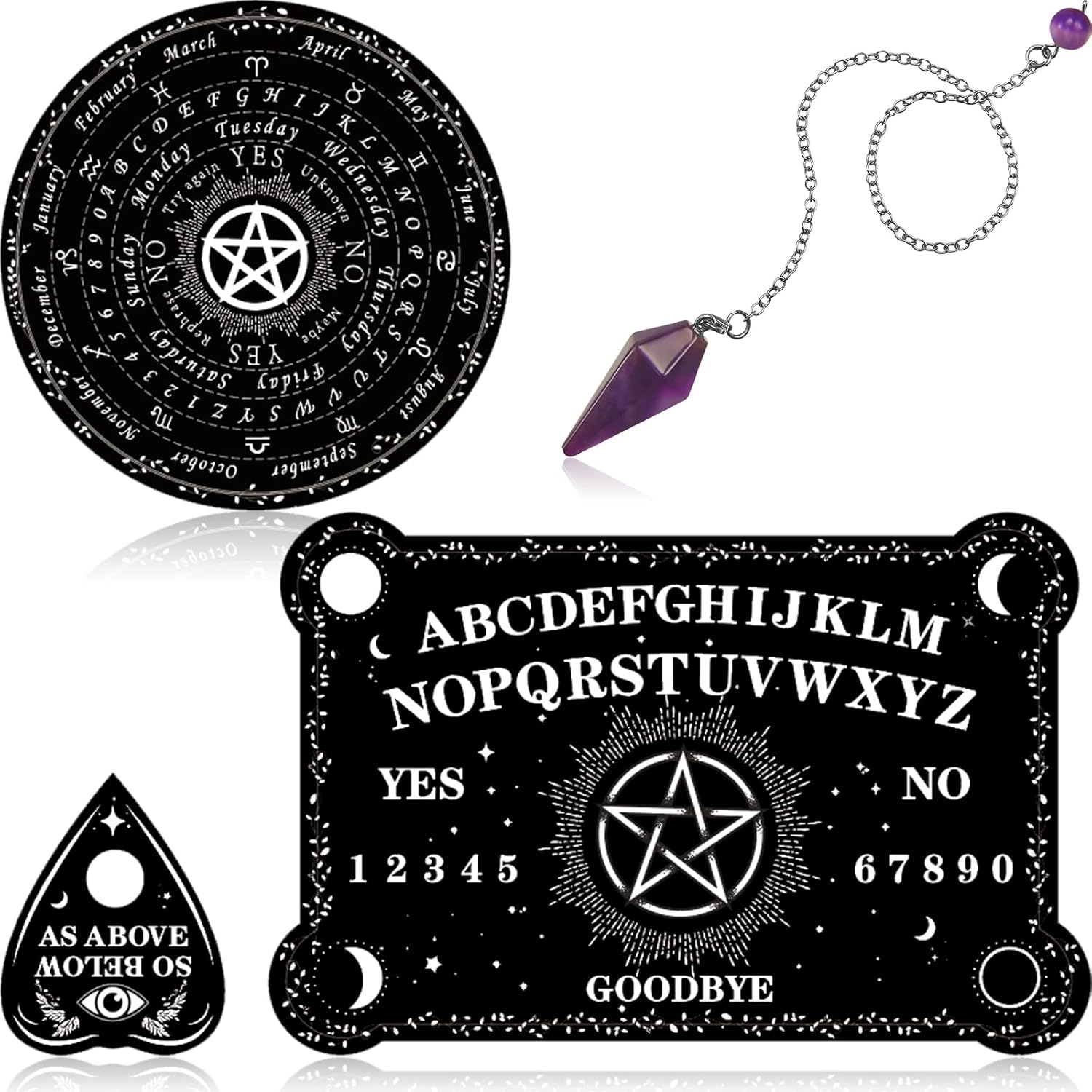 Threan Pendulum Dowsing Divination Board with Amethyst set front view