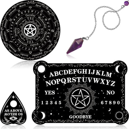 Threan Pendulum Dowsing Divination Board with Amethyst set front view