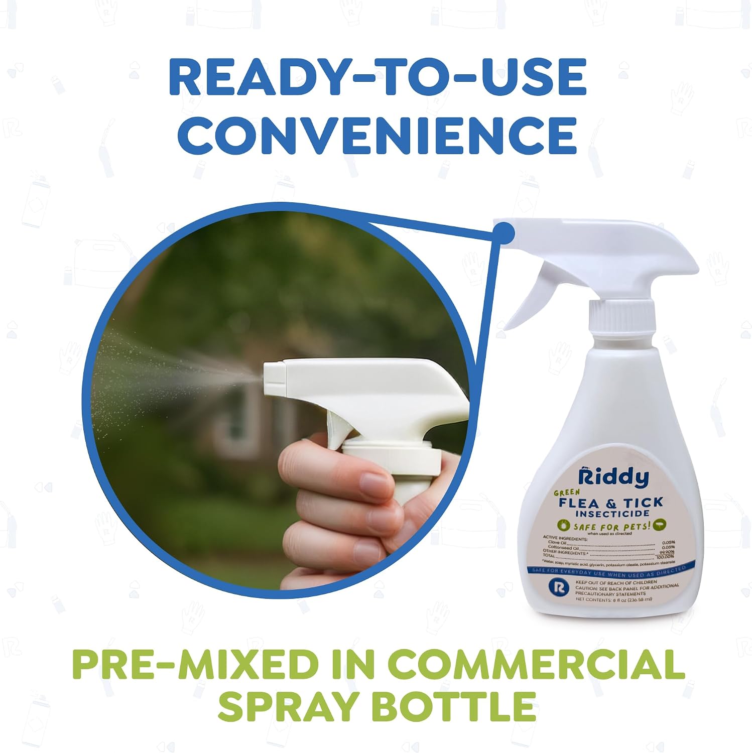 Application of Riddy flea spray on pet bedding