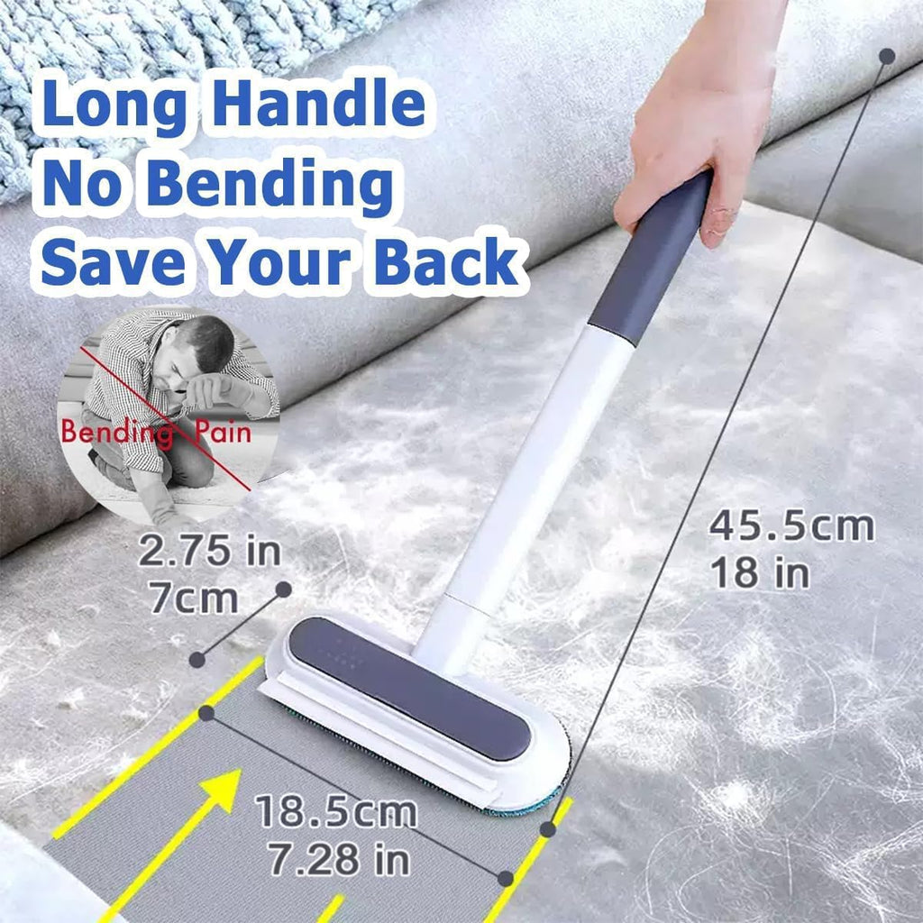 Velthorix pet hair remover showing 17 inch handle reach