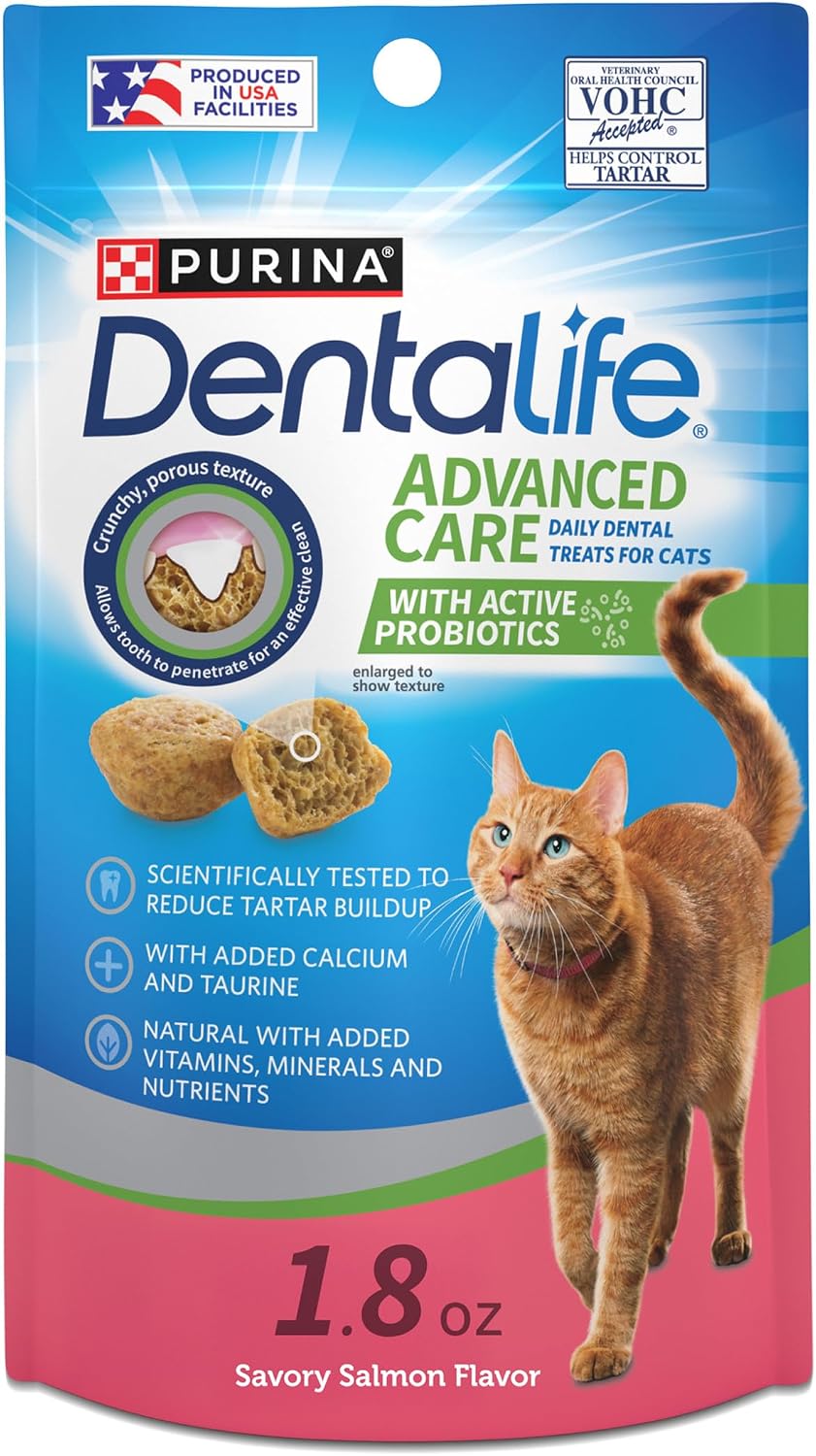 Purina DentaLife Made in USA Facilities Cat Dental Treats, Savory Salmon Flavor - 19 oz. Bag - Image 11