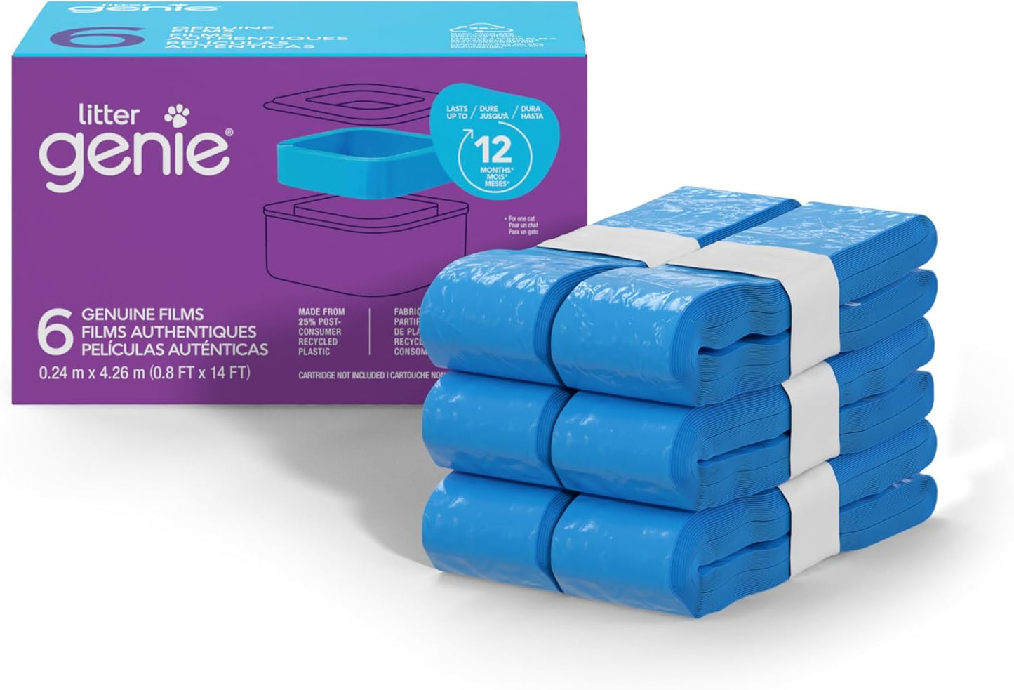 Litter Genie Refill Bags 14 FT (1-Pack) Multi-Layers Of Odor-Barrier Technology 1 Square Refill Cartridge Lasts Up To 2 Months Per Cat - Image 12