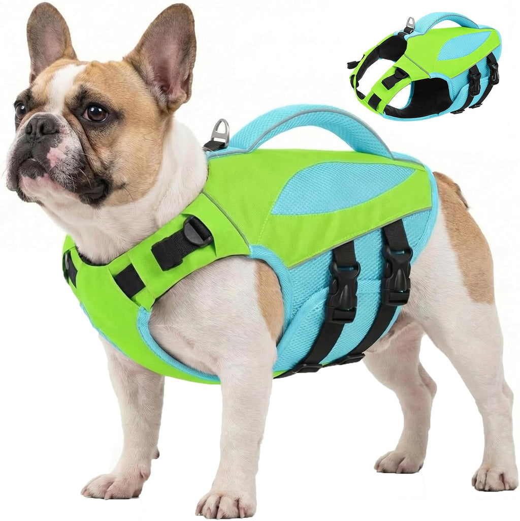AOFITEE Large Dog Life Jacket, XL Dog Life Vest for Swimming, High Buoyancy Pet Swim Vest Swimsuit with Rescue Handle and D-Ring, Adjustable Reflective Lifesaver for Large Dogs (Blue with Yellow) - Image 9