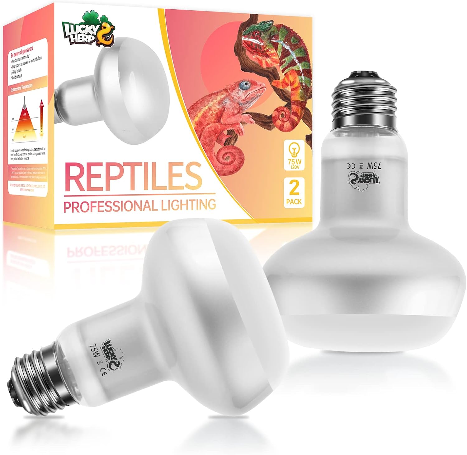 LUCKY HERP Intense Heat Lamp Bulbs for Reptiles 100W 2 Pack, UVA Daylight Reptile Heat Lamp, Reptile Basking Heat Light Bulb for Amphibian, Tortoise, Bearded Dragon, Lizard, Turtle, Snake Heating Use - Image 9
